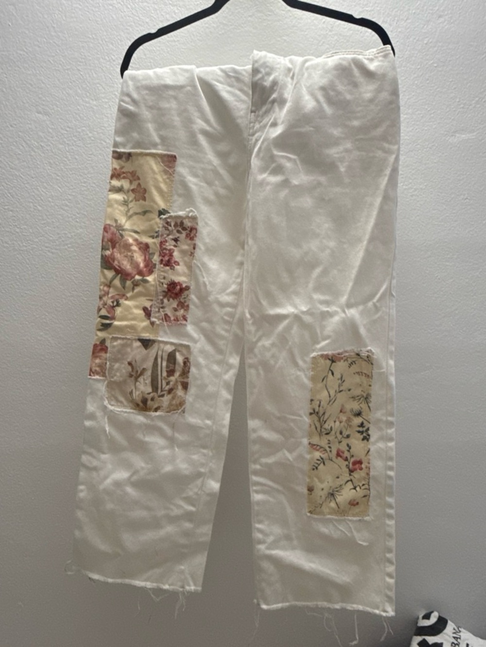 Mango White Patchwork Floral-Print Wide Leg Pants